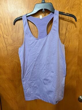 Under Armour Lavender heat gear fitted Striped Racerback Tank Top size large